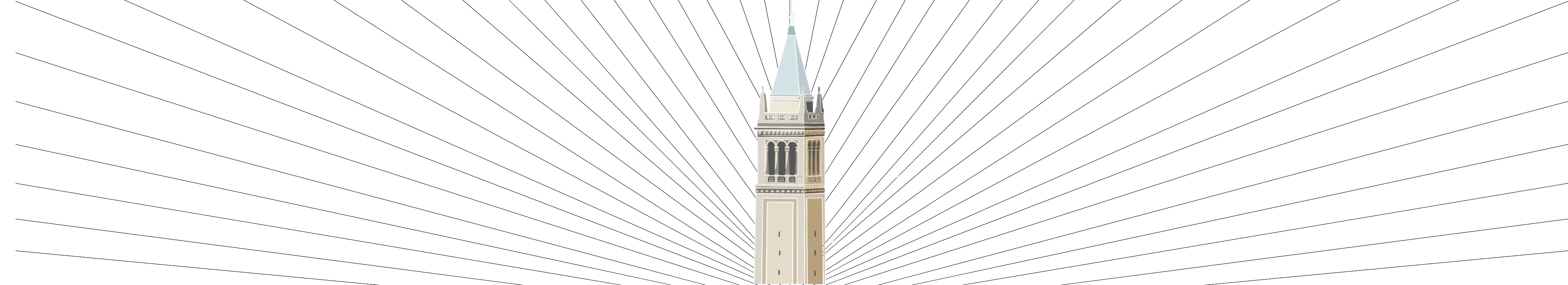 Common Threads rays behind Campanile sketch